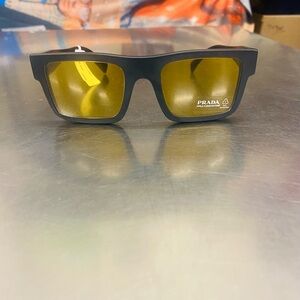 Prada PR 19WS Metallic gray Frame Sunglasses with Golden Lenses